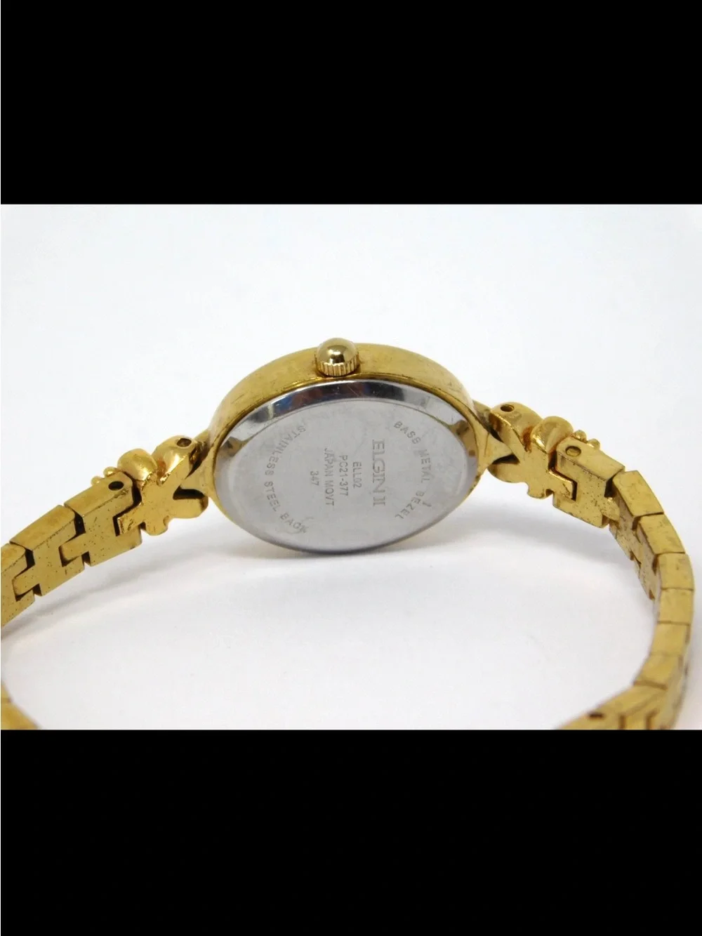 Elgin Women's Watch Ell02 White Dial Gold Ruby Red Accent Ladies Fancy Formal 6